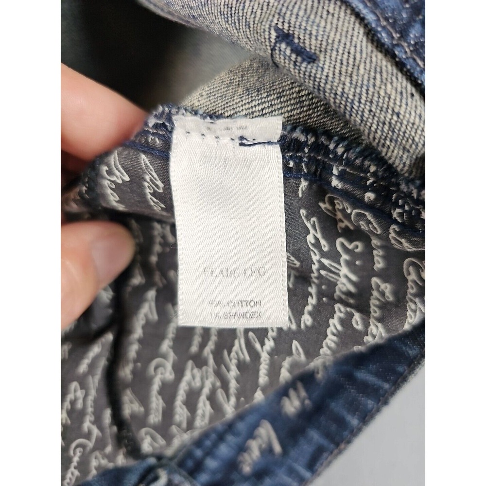White House Black Market Jeans Size 6R Blanc Flare Leg Embroidered Pockets 31x33 - Picture 9 of 15